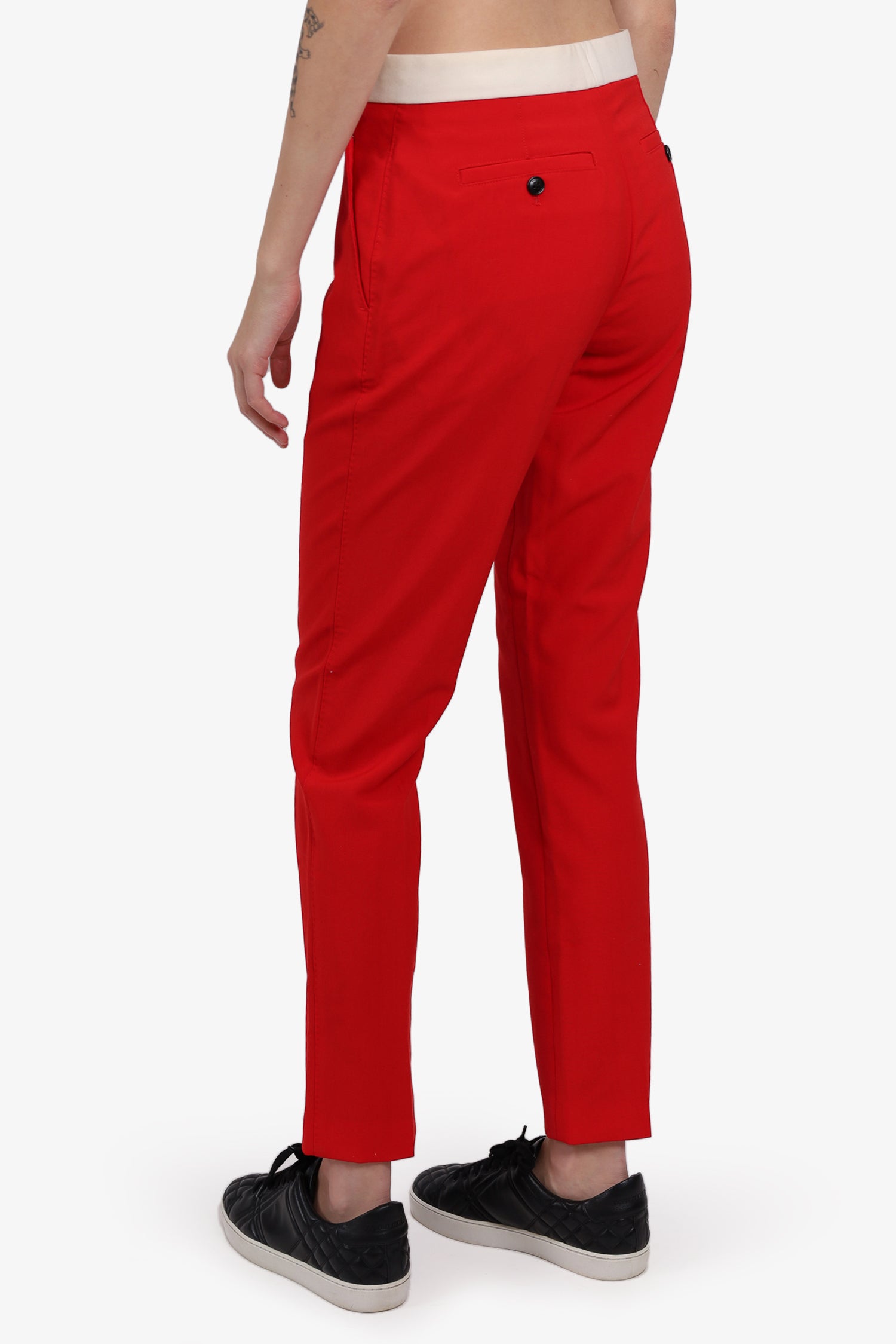 Burberry Red Wool Wide Leg Trousers Size 4