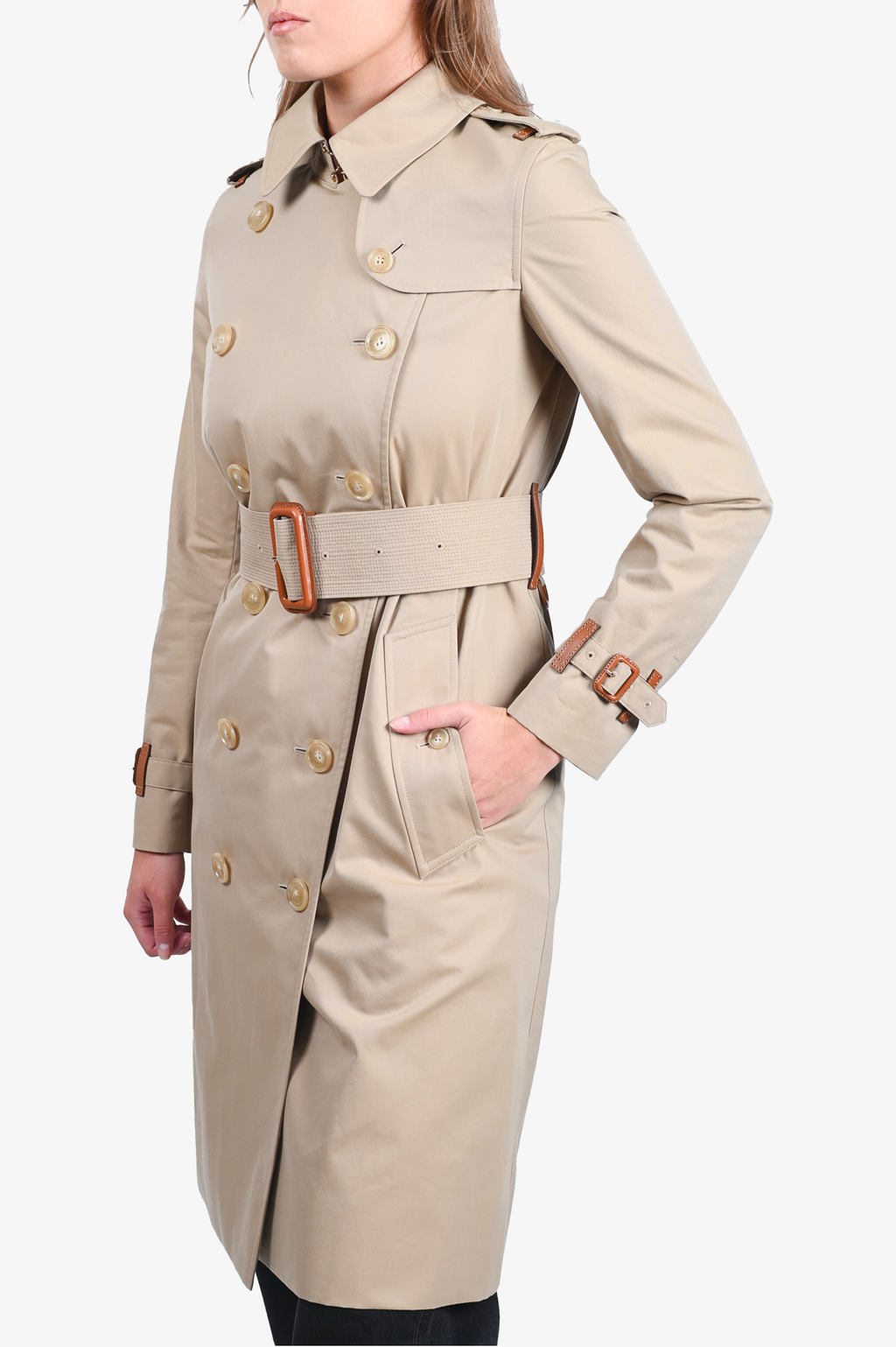 Burberry Tan Long 'Kensington' Trench Coat Size 2