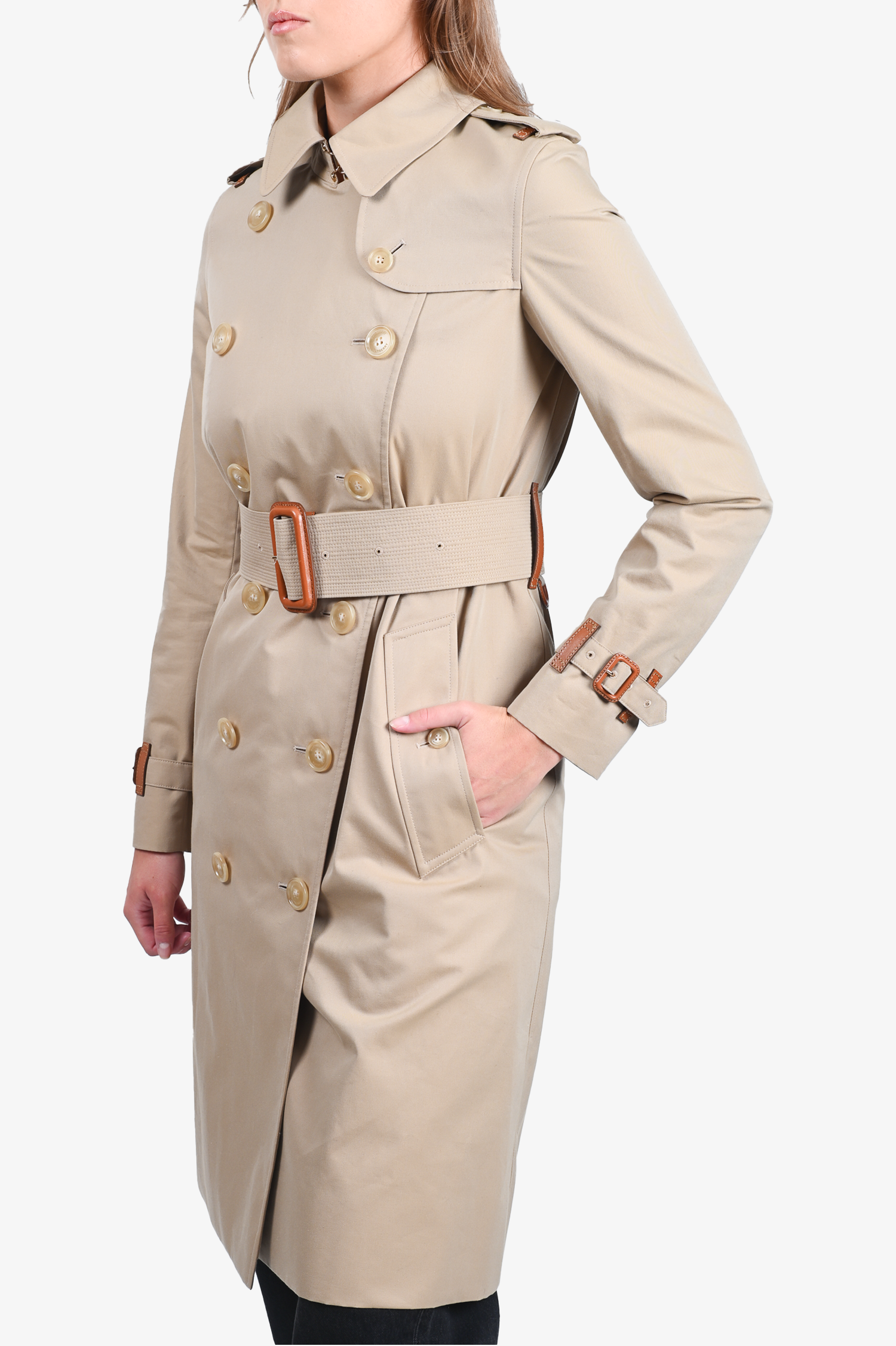 Burberry Tan Long 'Kensington' Trench Coat Size 2