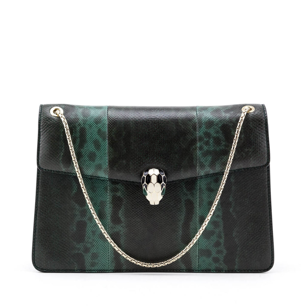 Bvlgari Green Karung Medium Serpenti Forever Flap Bag