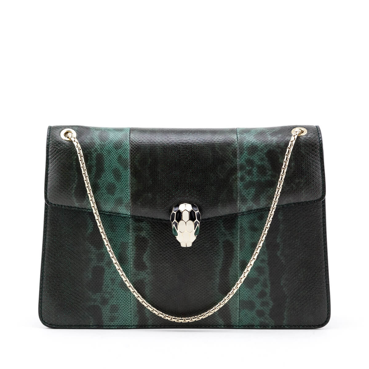 Bvlgari Green Karung Medium Serpenti Forever Flap Bag