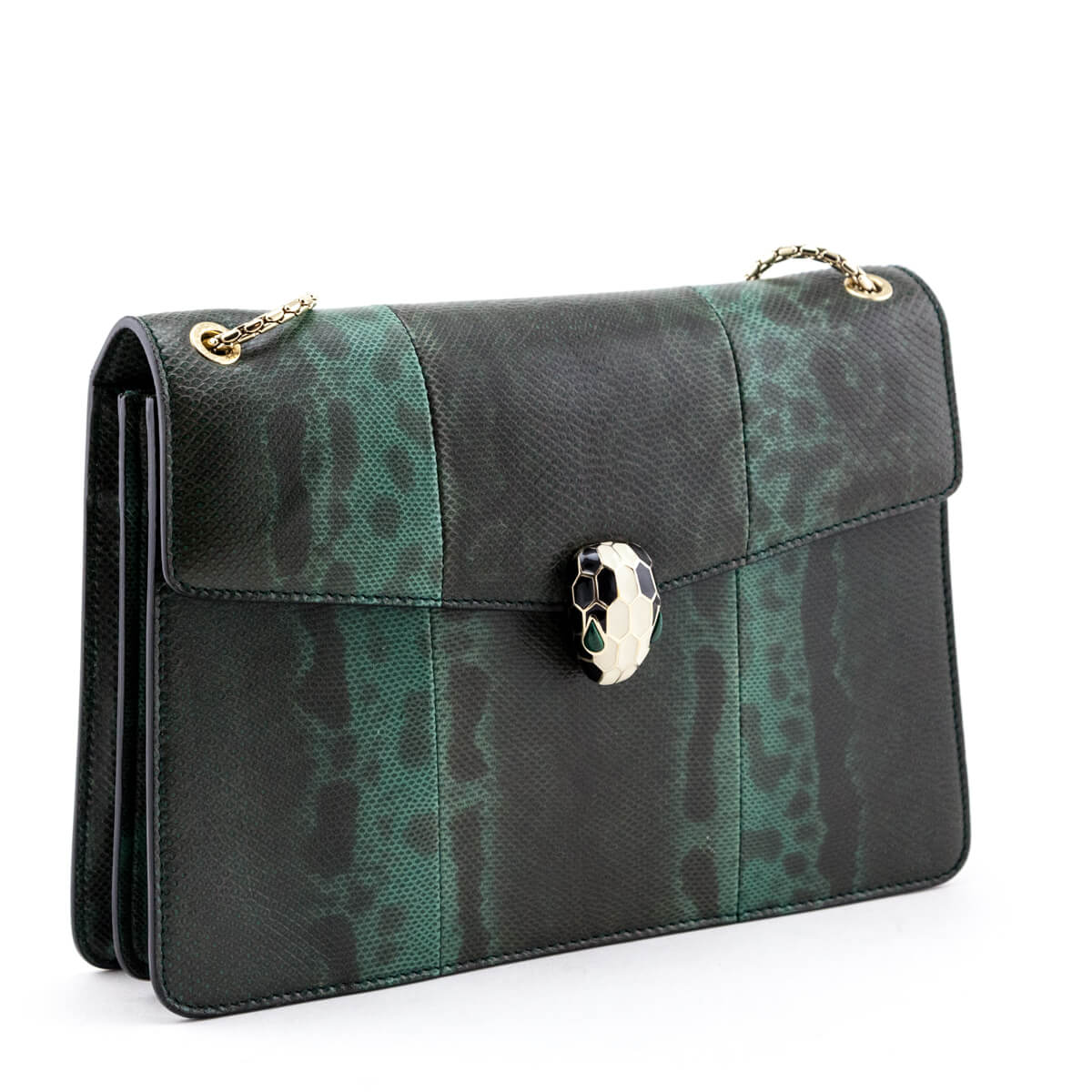 Bvlgari Green Karung Medium Serpenti Forever Flap Bag
