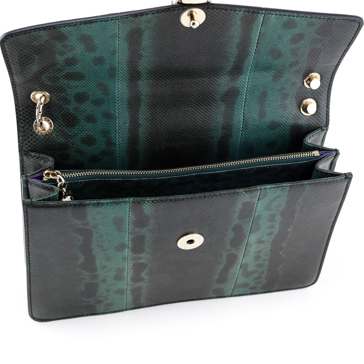 Bvlgari Green Karung Medium Serpenti Forever Flap Bag