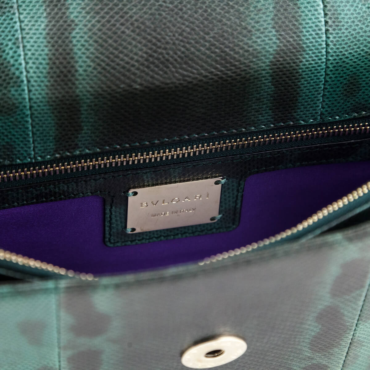 Bvlgari Green Karung Medium Serpenti Forever Flap Bag