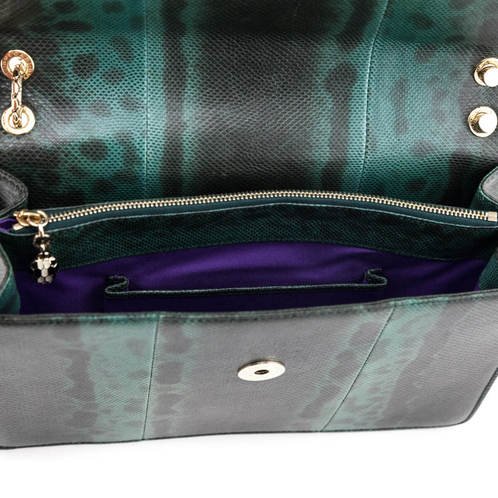 Bvlgari Green Karung Medium Serpenti Forever Flap Bag