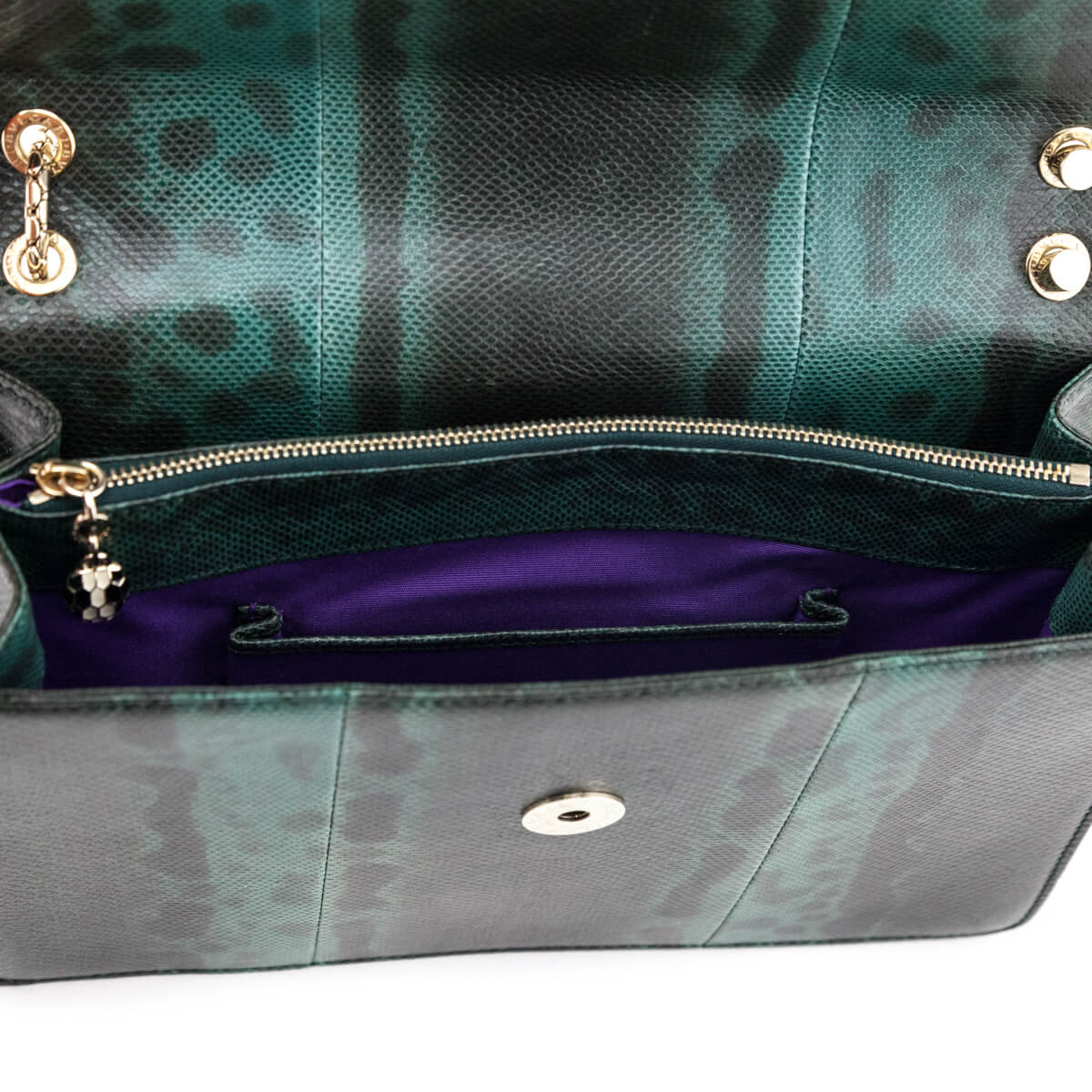 Bvlgari Green Karung Medium Serpenti Forever Flap Bag