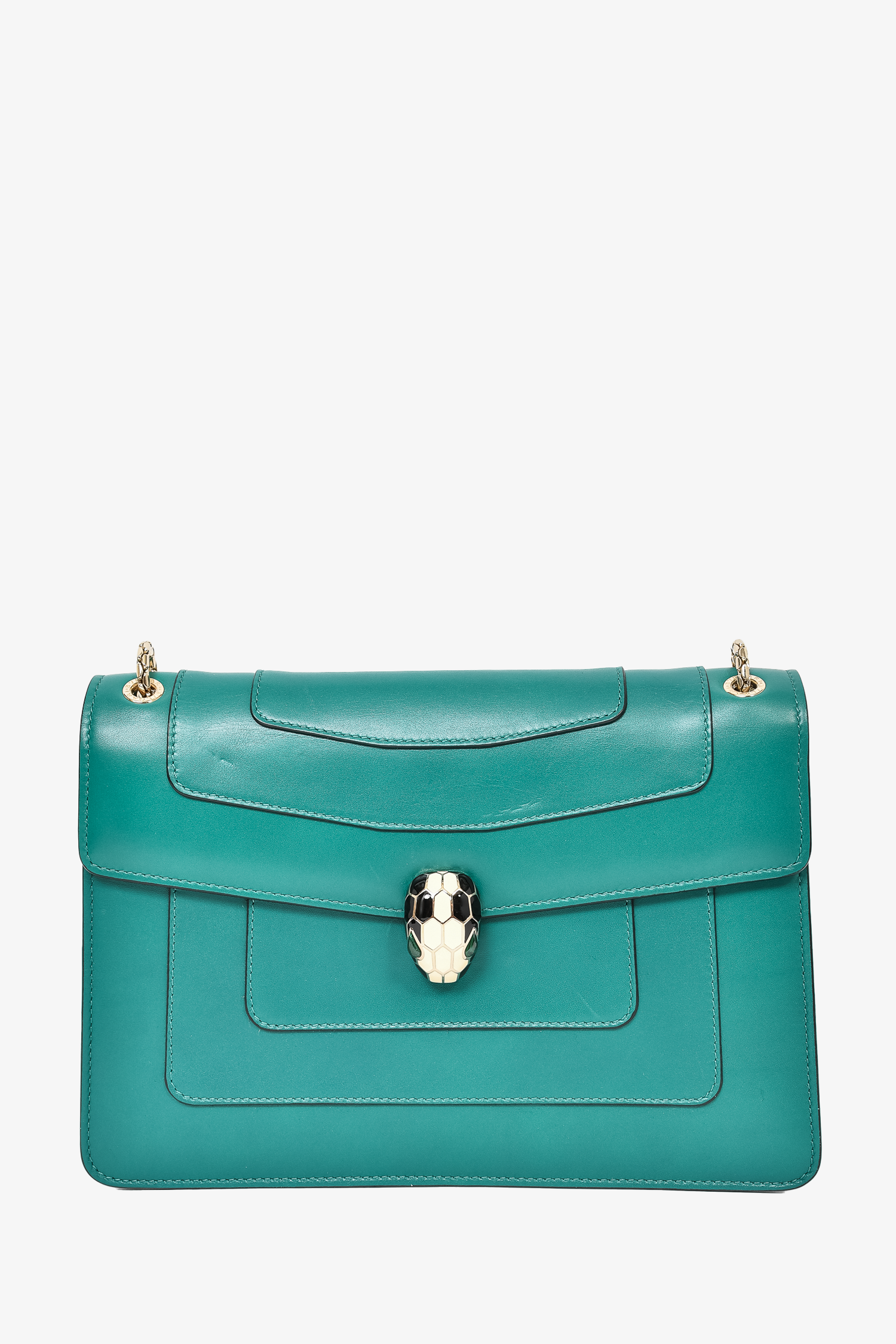 Bvlgari Green Leather Serpenti Forever Medium Shoulder Bag