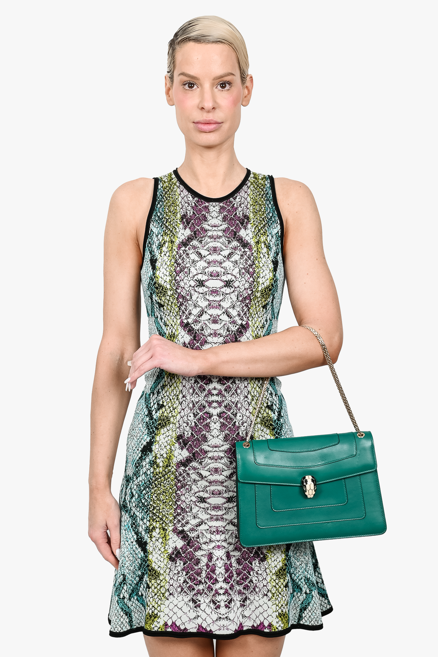 Bvlgari Green Leather Serpenti Forever Medium Shoulder Bag