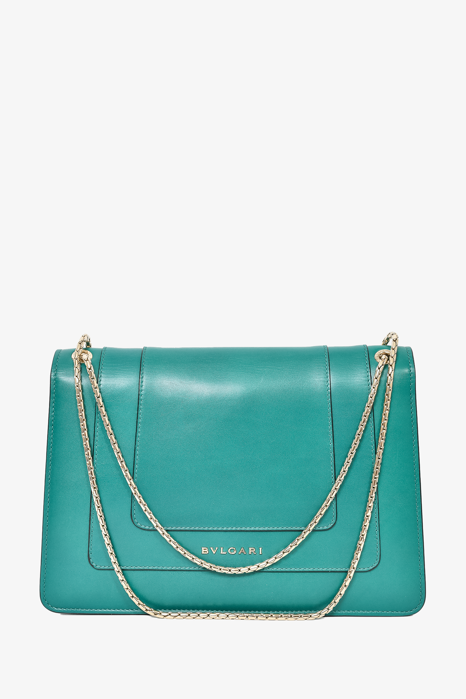 Bvlgari Green Leather Serpenti Forever Medium Shoulder Bag