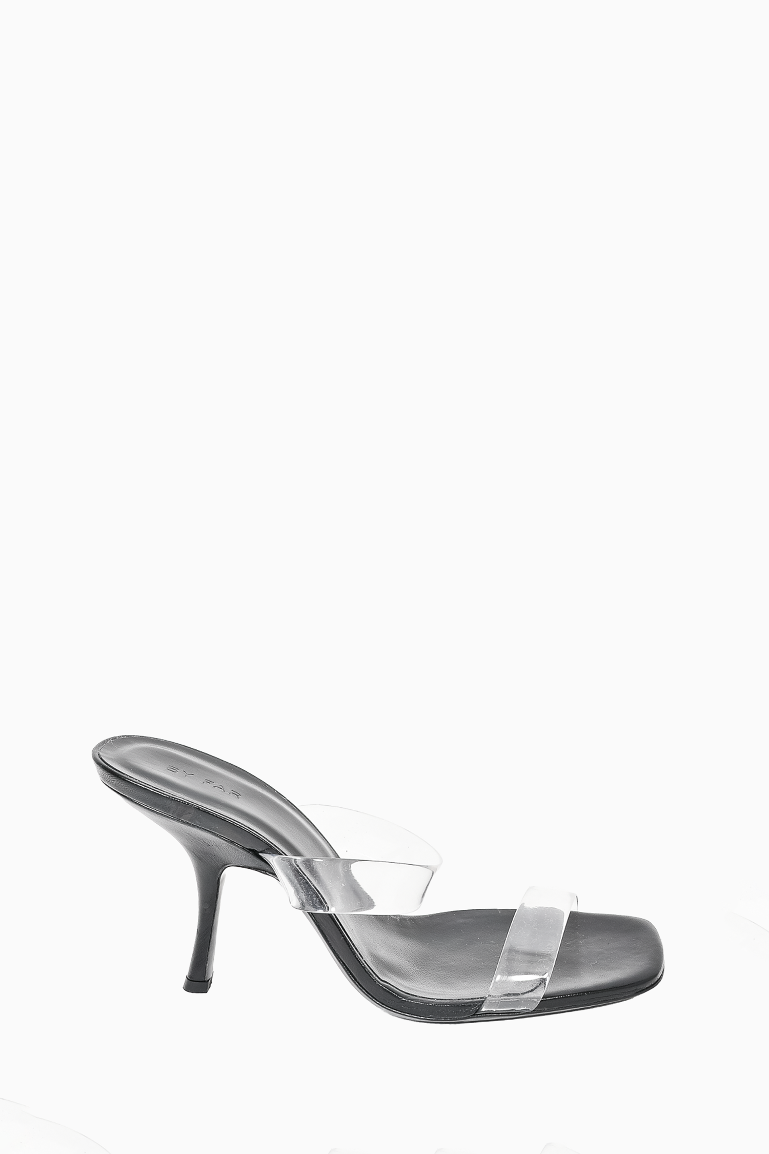By Far Black Vinyl Strap 'Clara' Heeled Sandals Size 39