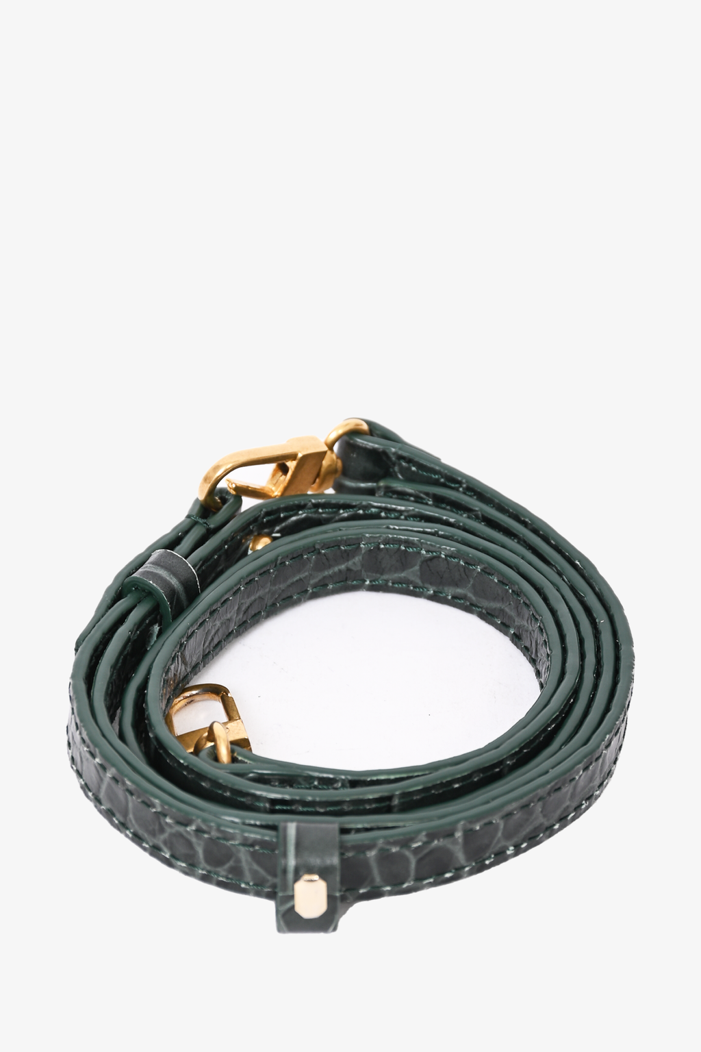 By Far Green Croc Embossed Crossbody Bag