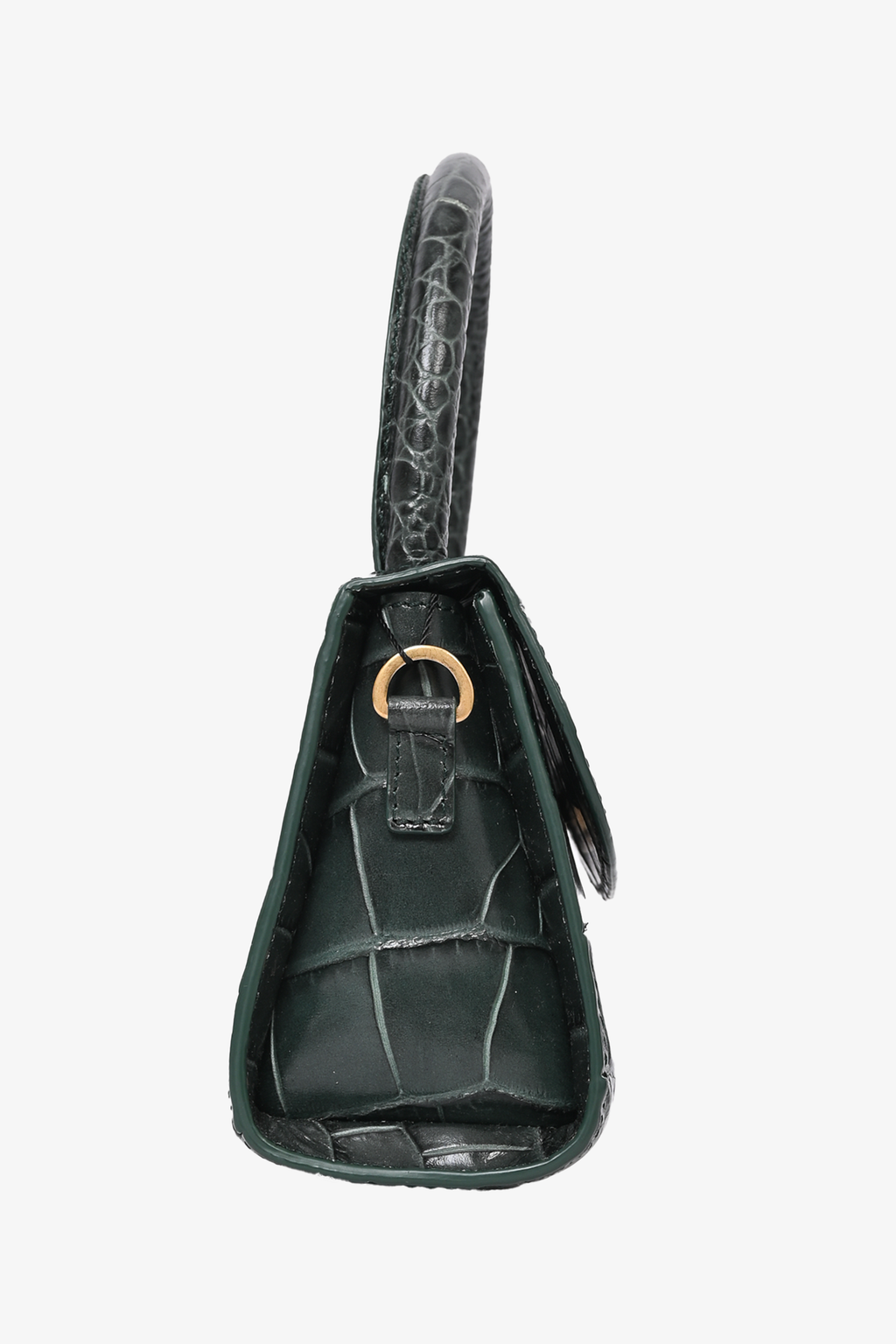 By Far Green Croc Embossed Crossbody Bag