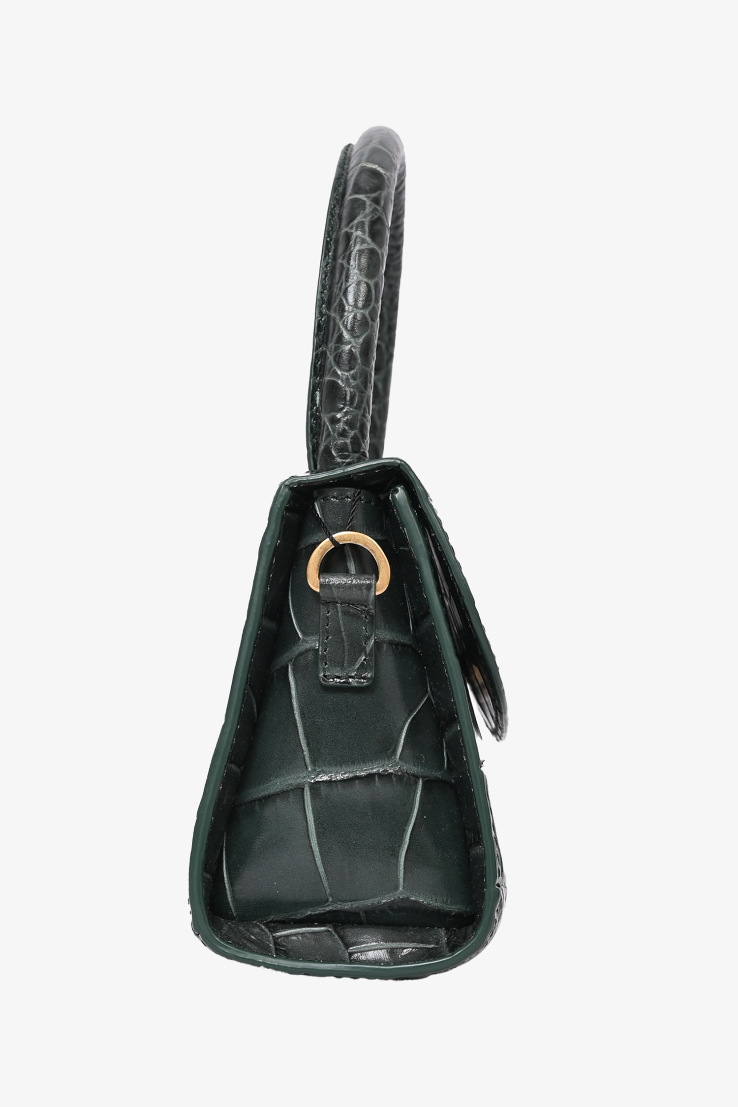 By Far Green Croc Embossed Crossbody Bag