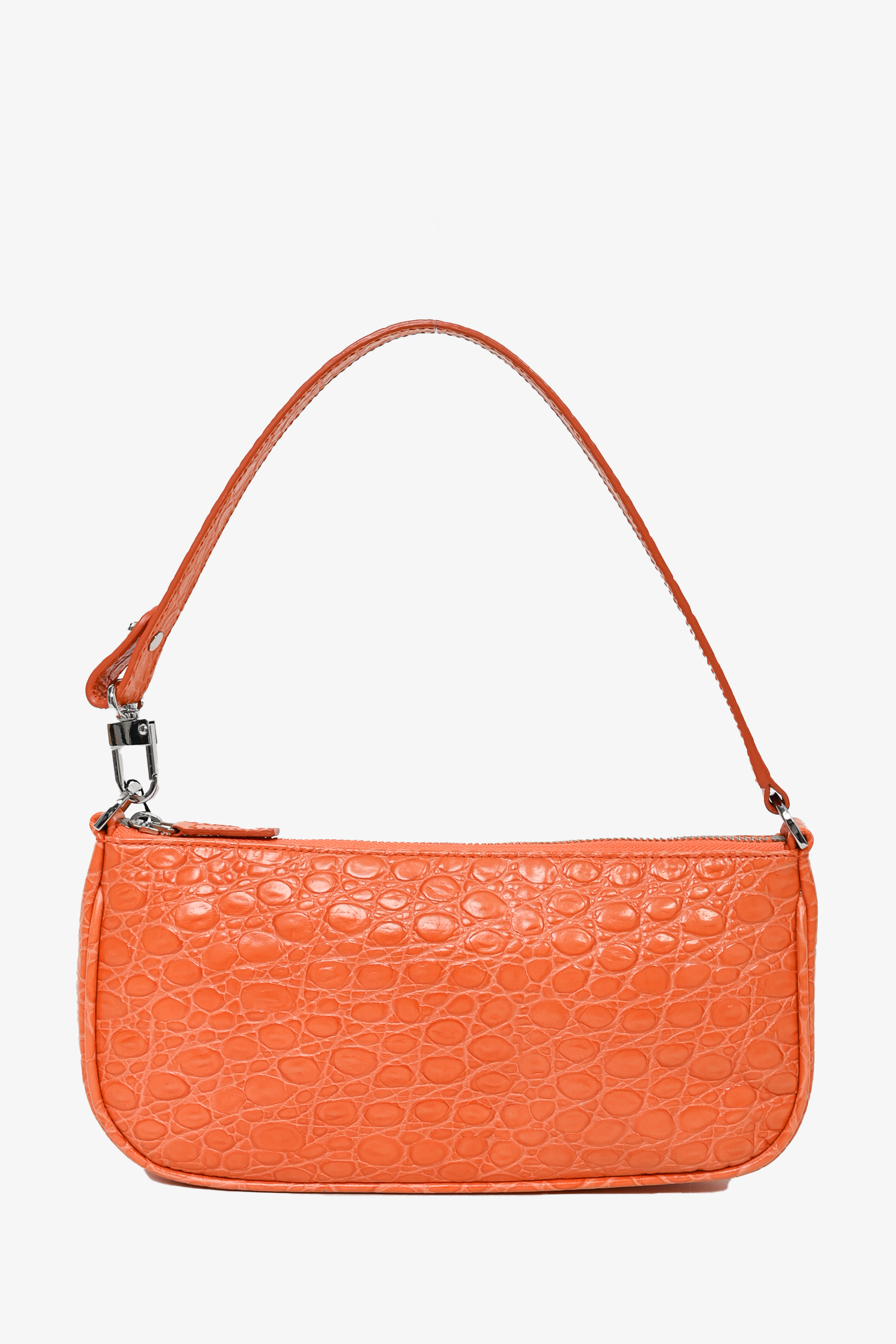 By Far Orange Embossed Shoulder Bag