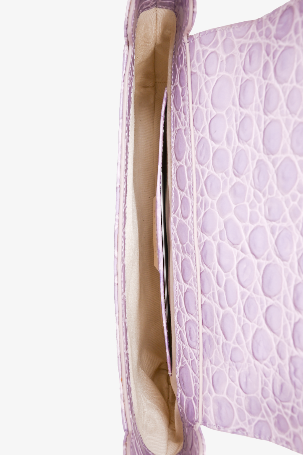 By Far Purple Croc Embossed 'Miranda' Shoulder Bag