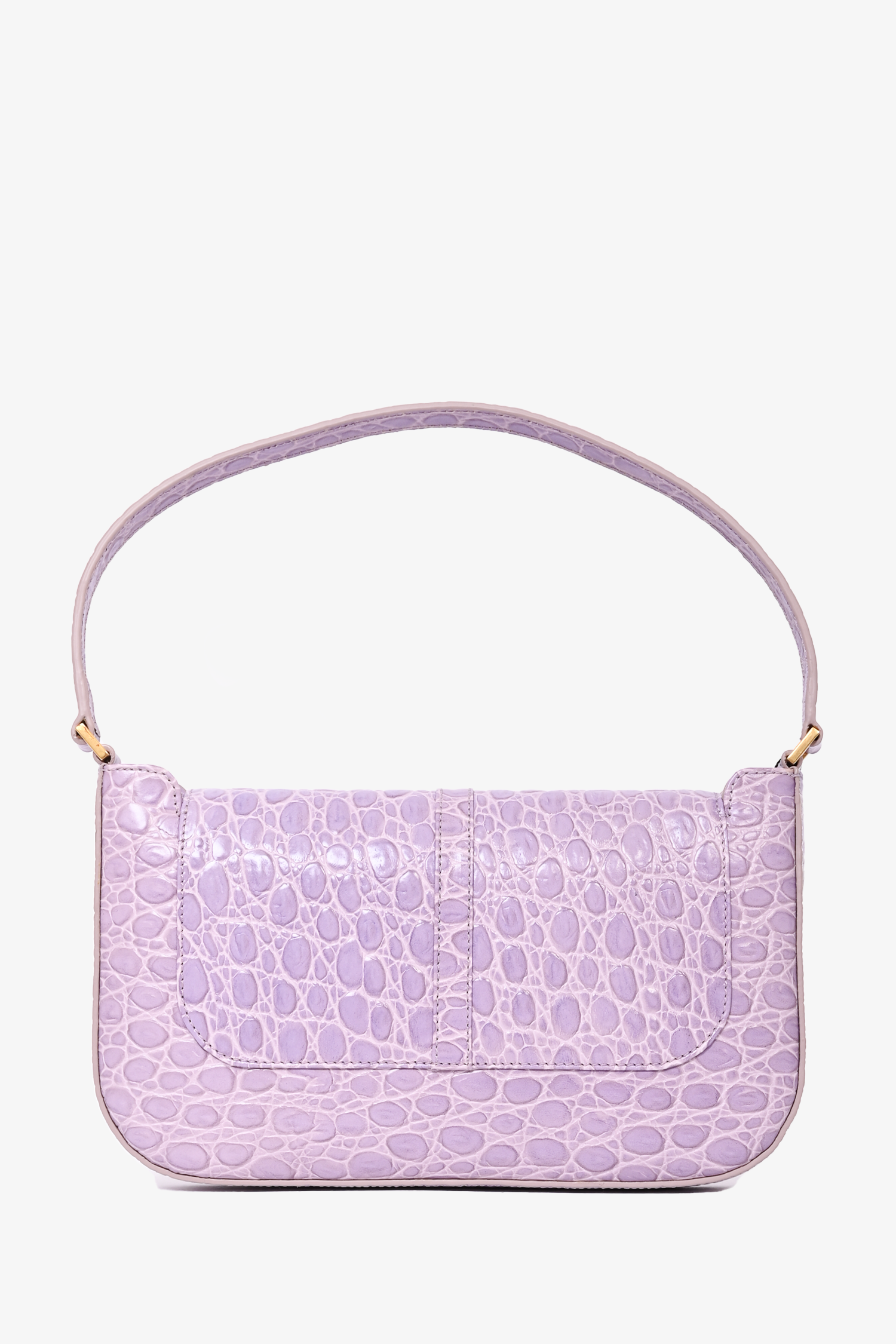 By Far Purple Croc Embossed 'Miranda' Shoulder Bag