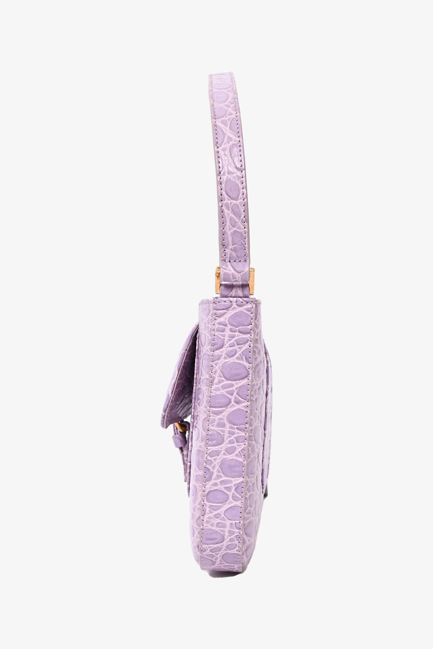 By Far Purple Croc Embossed 'Miranda' Shoulder Bag