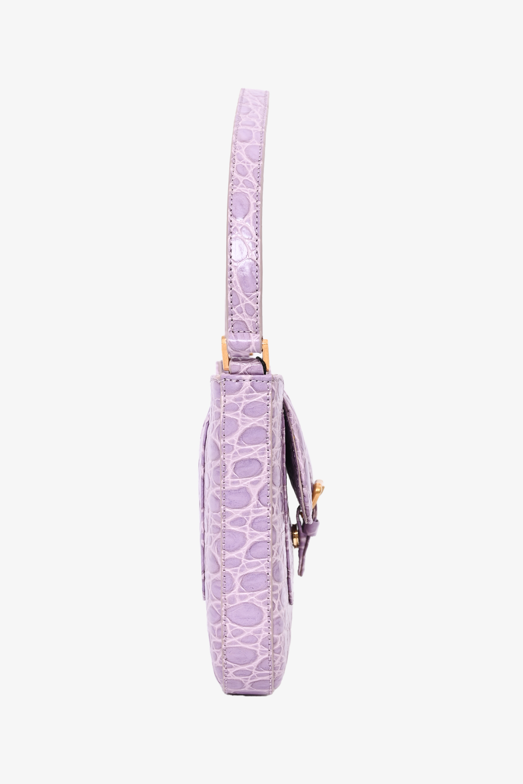By Far Purple Croc Embossed 'Miranda' Shoulder Bag