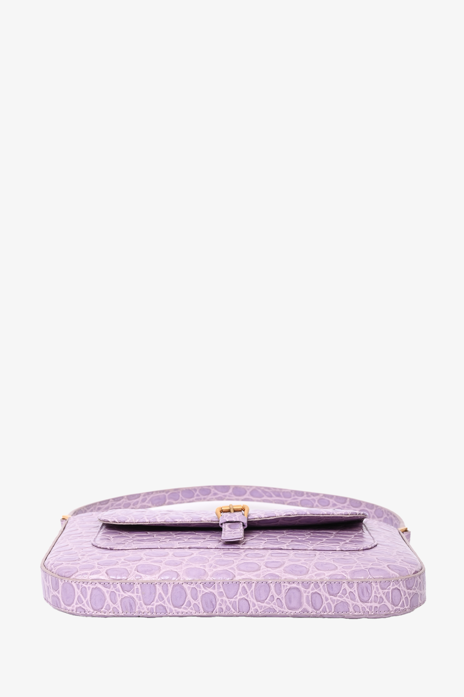 By Far Purple Croc Embossed 'Miranda' Shoulder Bag