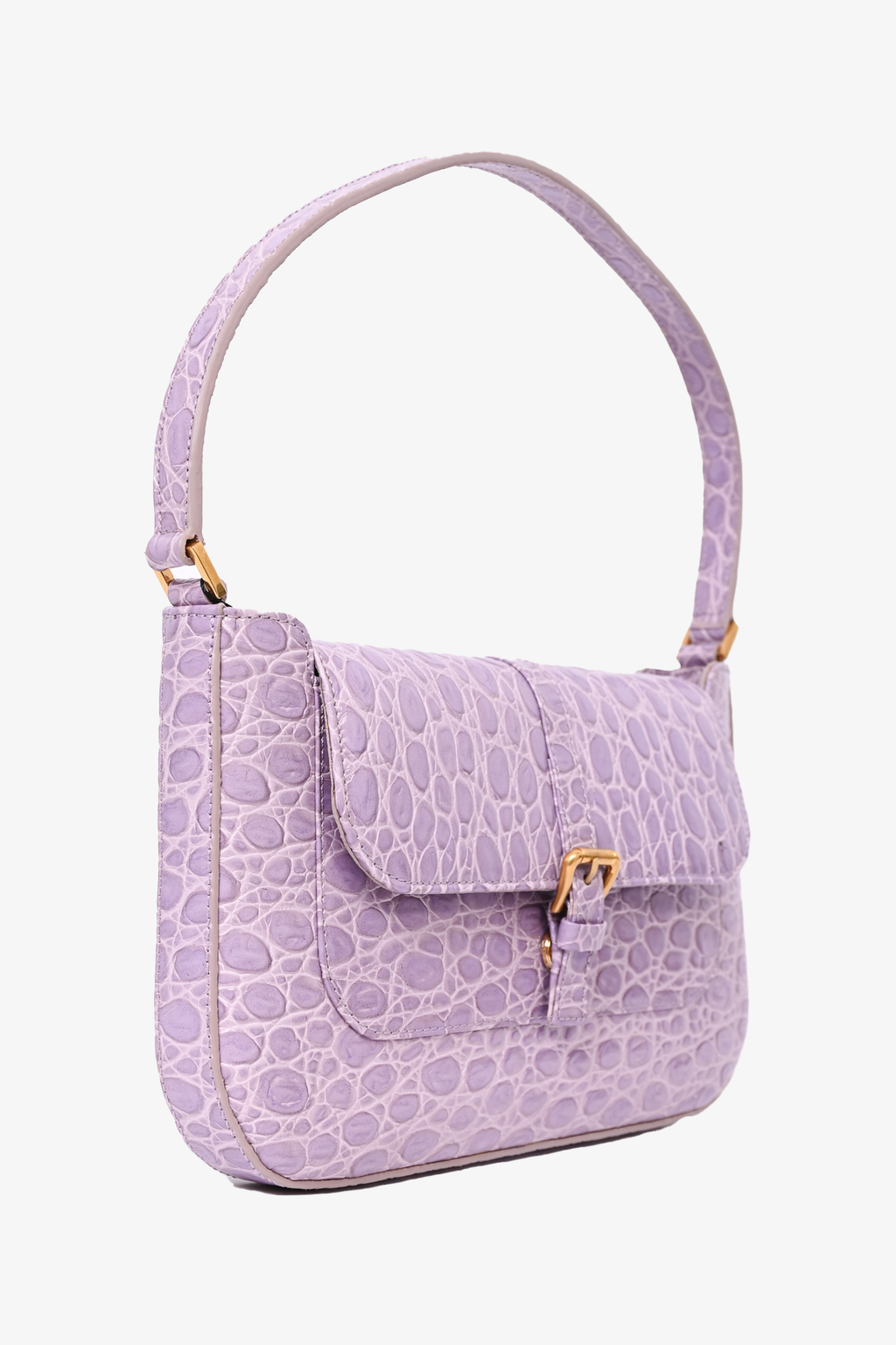 By Far Purple Croc Embossed 'Miranda' Shoulder Bag