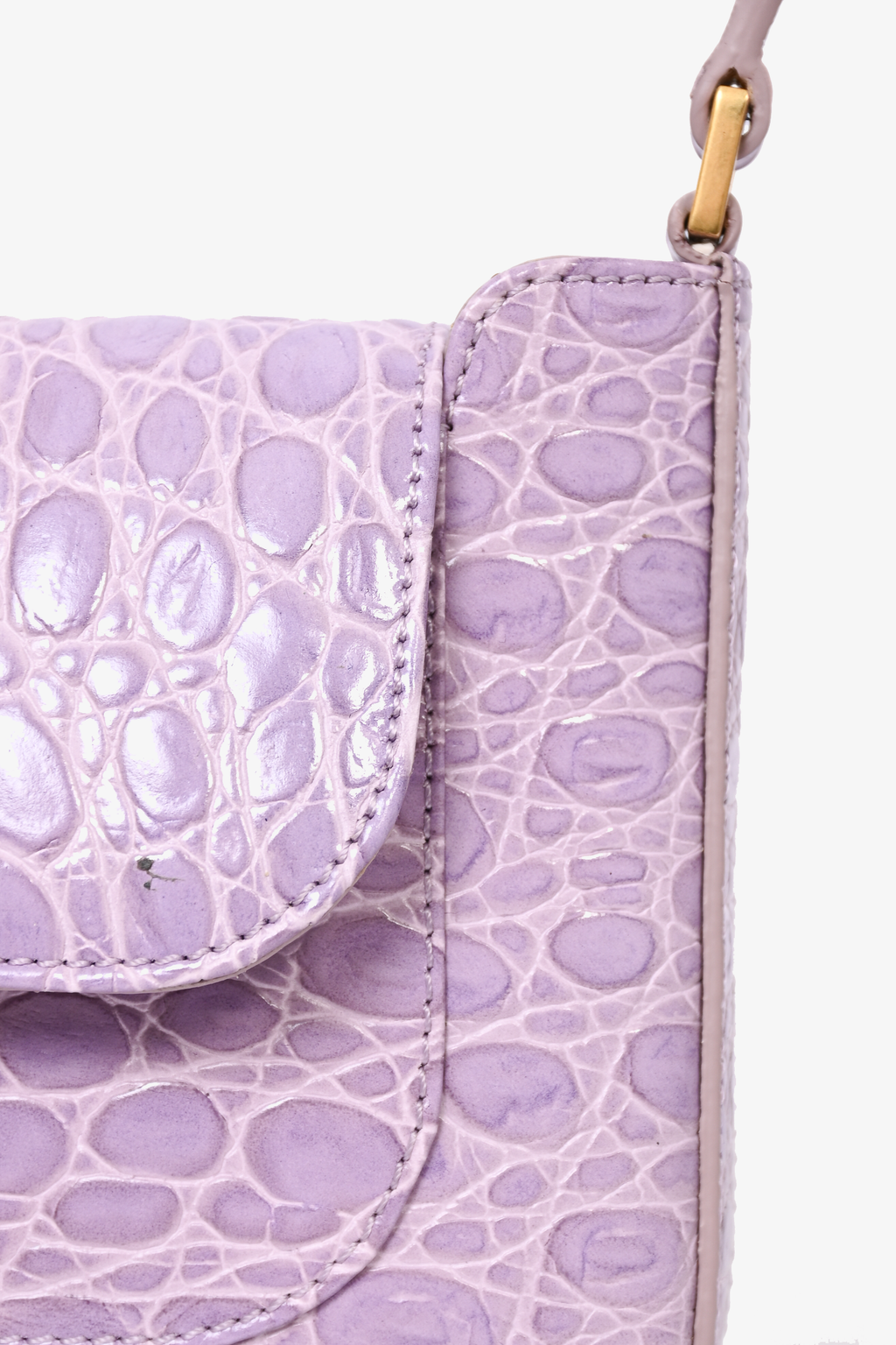 By Far Purple Croc Embossed 'Miranda' Shoulder Bag