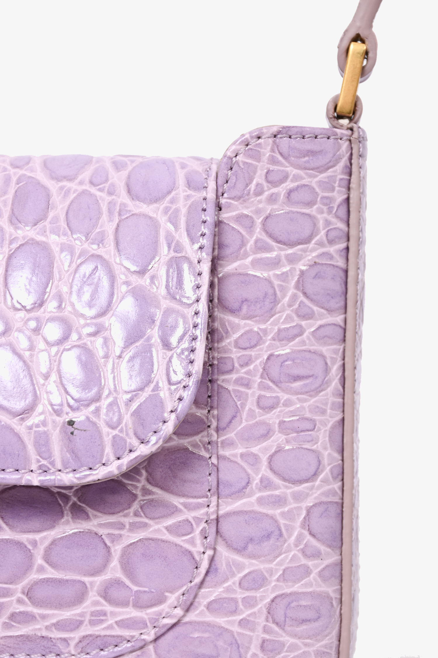 By Far Purple Croc Embossed 'Miranda' Shoulder Bag