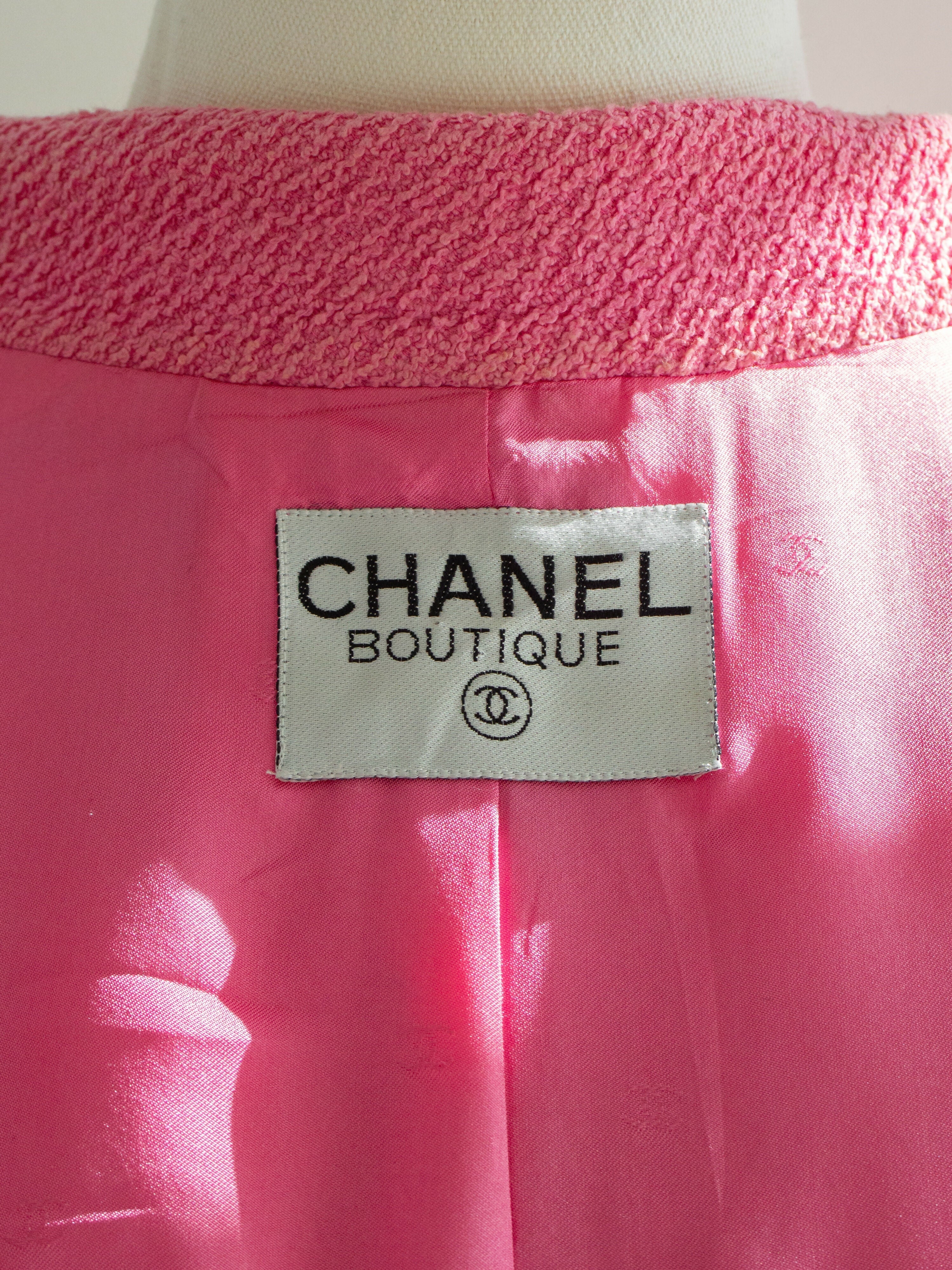 Chanel Vintage Spring/Summer 1995 Pink Barbie Gold Zip Tweed 95P Jacket
