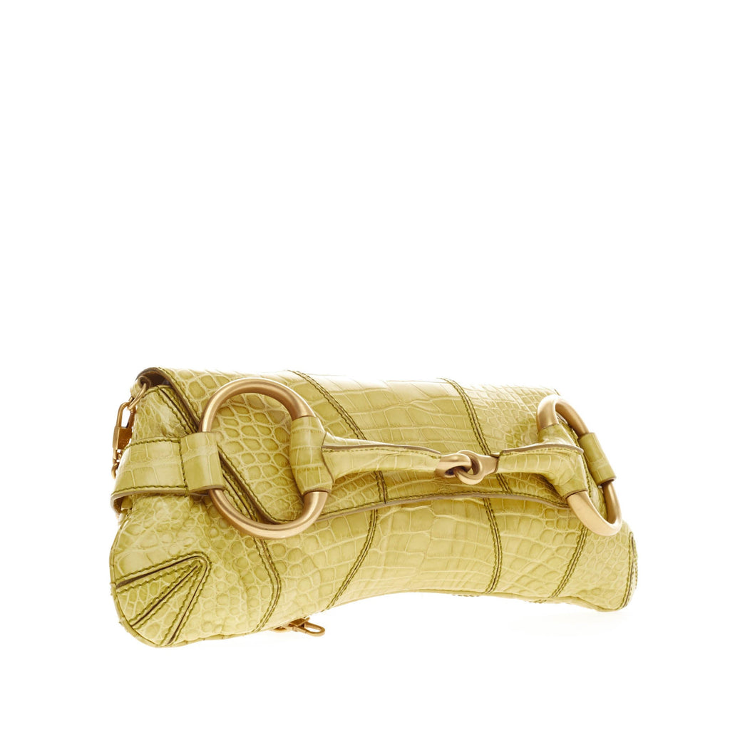 Horsebit Chain Strap Clutch Crocodile