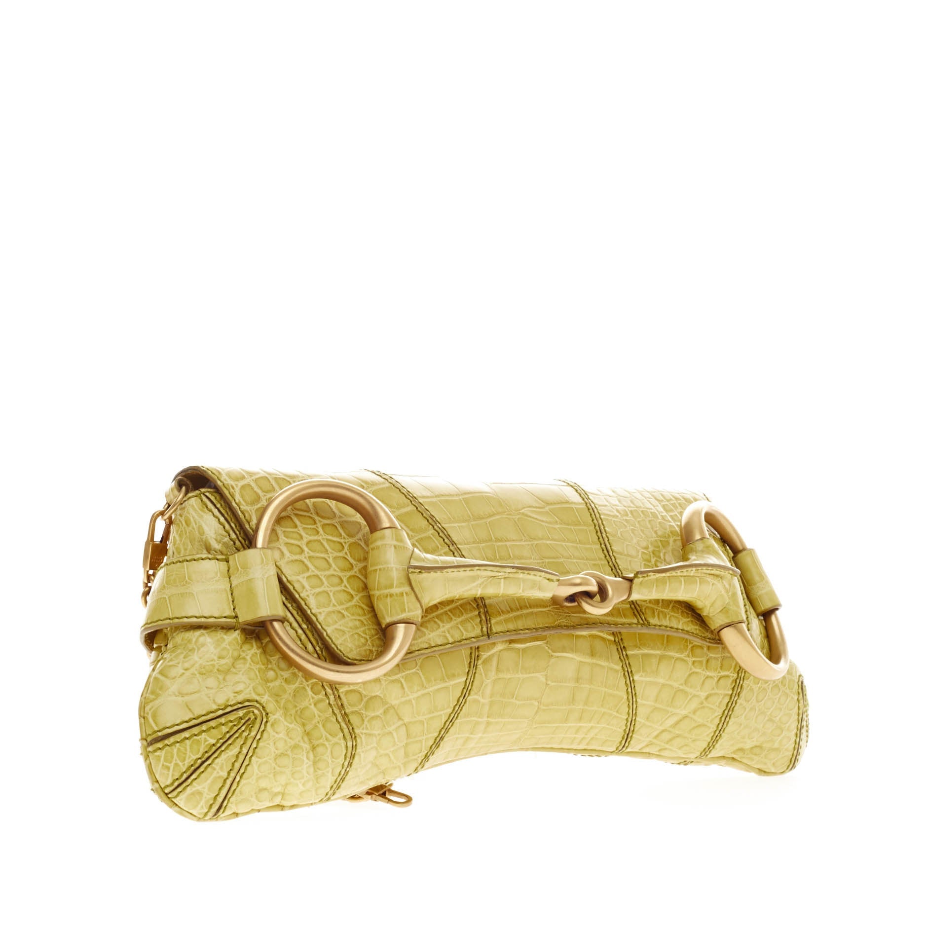 Horsebit Chain Strap Clutch Crocodile