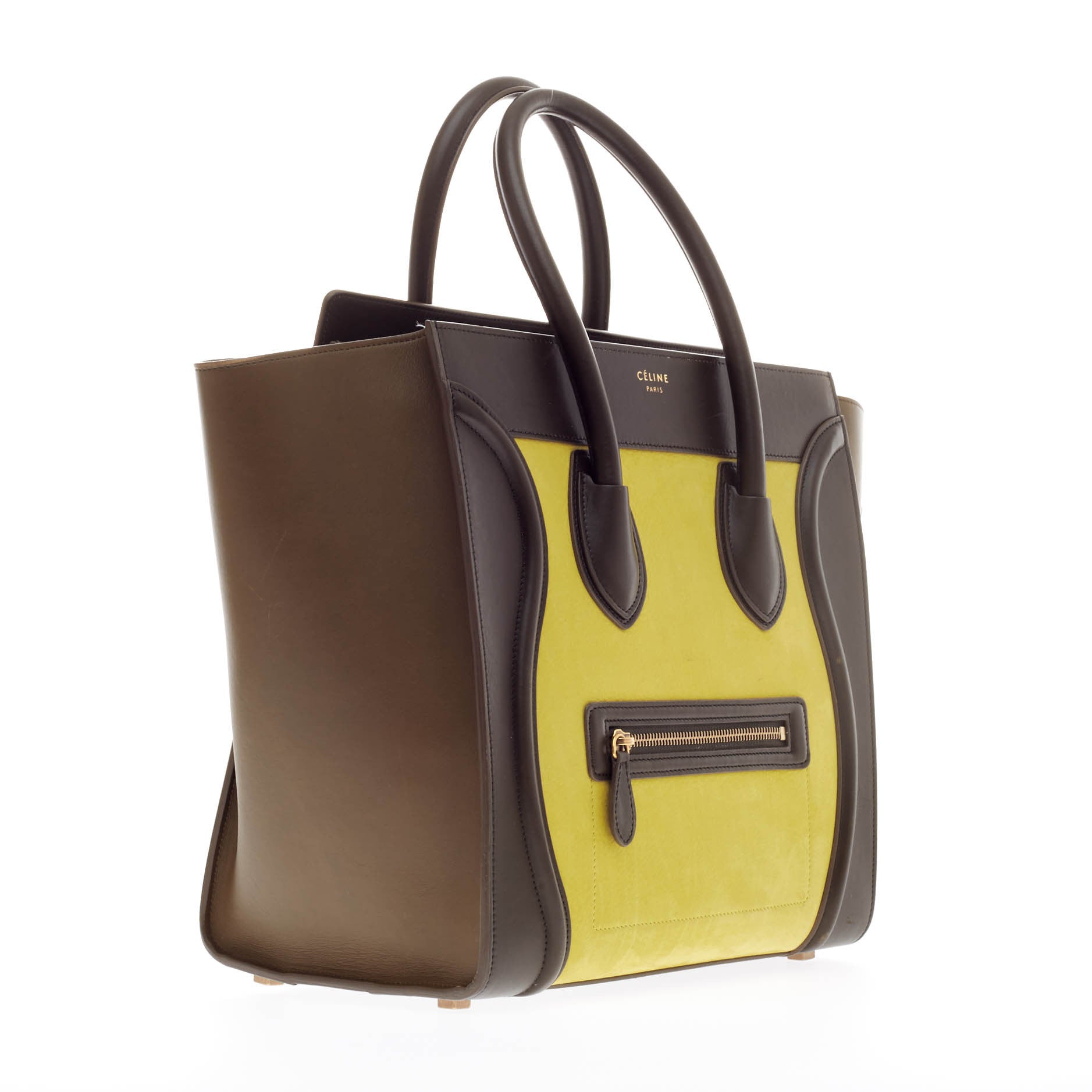 Tricolor Luggage Handbag Leather Mini