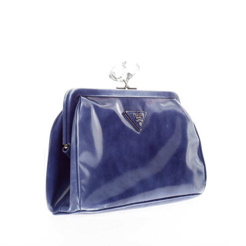 Kisslock Crystal Clutch Leather