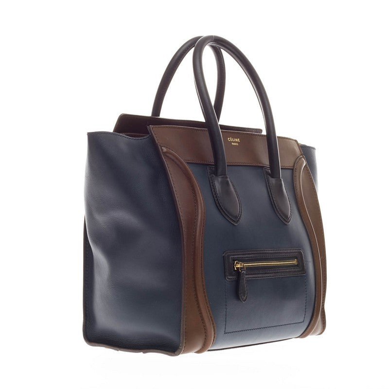 Tricolor Luggage Handbag Leather Mini