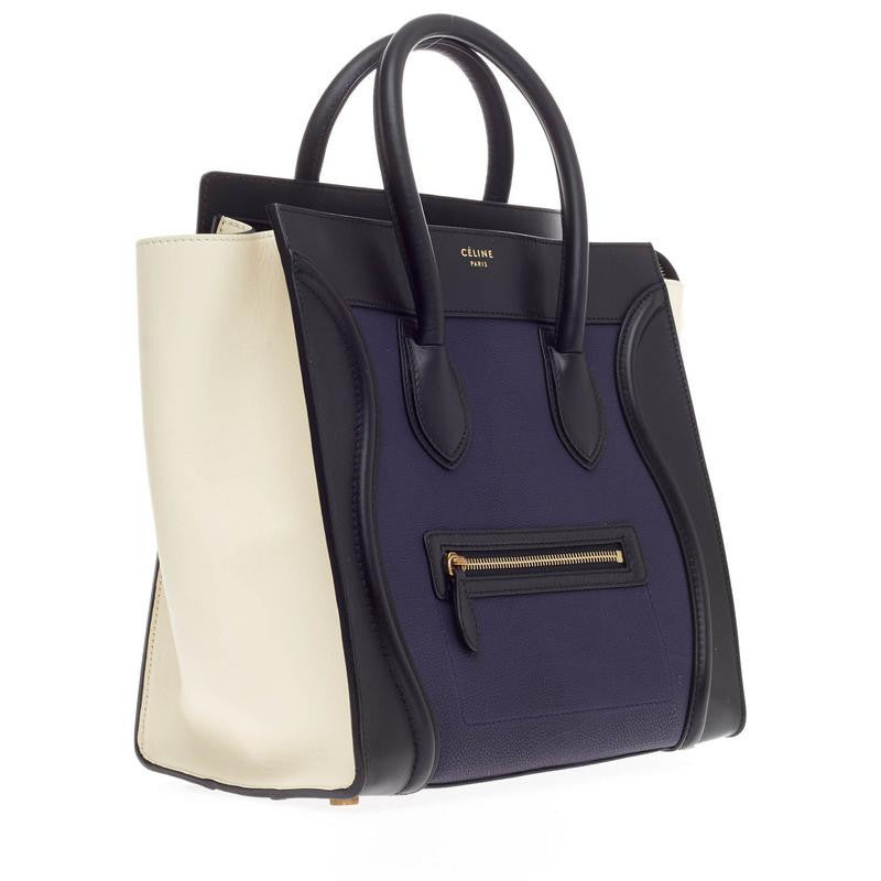 Tricolor Luggage Handbag Leather Mini