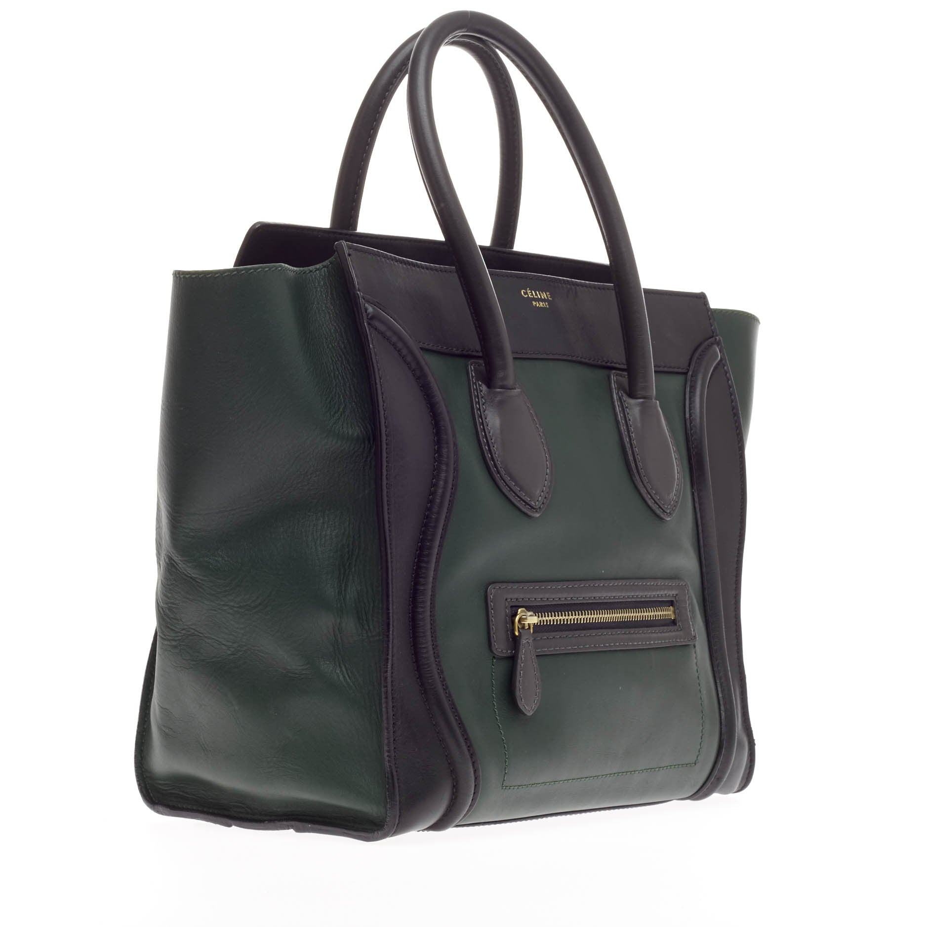 Tricolor Luggage Handbag Leather Mini