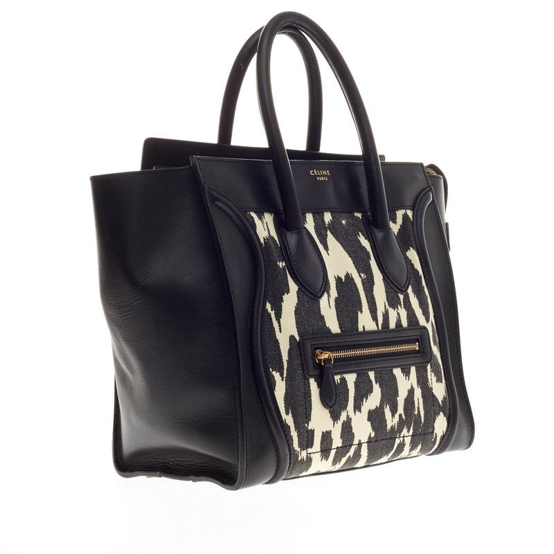 Luggage Handbag Canvas and Leather Mini
