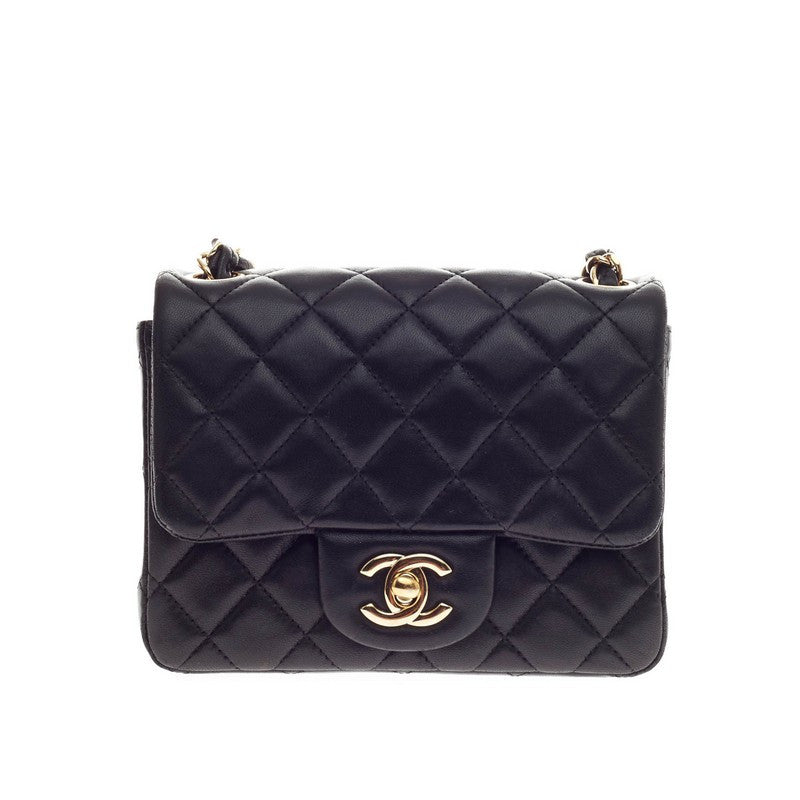 Square Classic Single Flap Bag Lambskin Mini