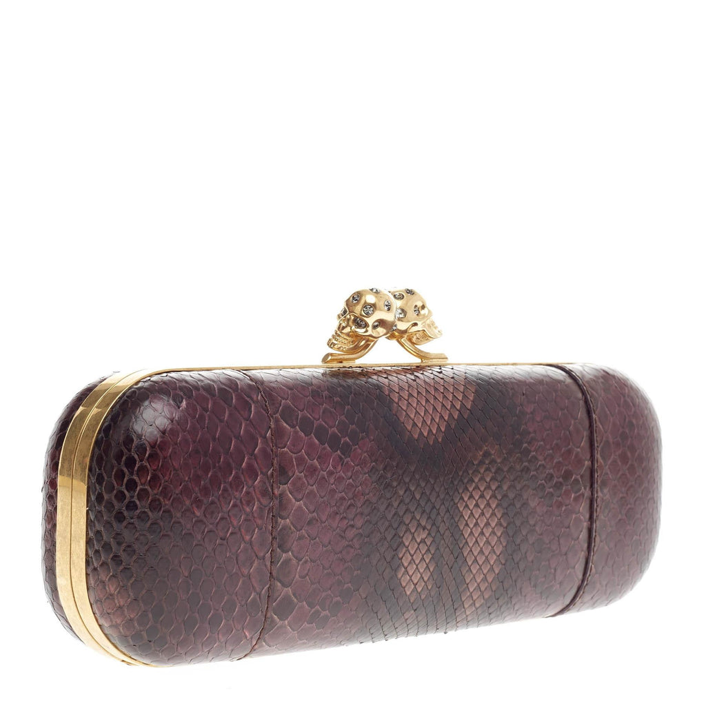 Twin Skull Box Clutch Python Long