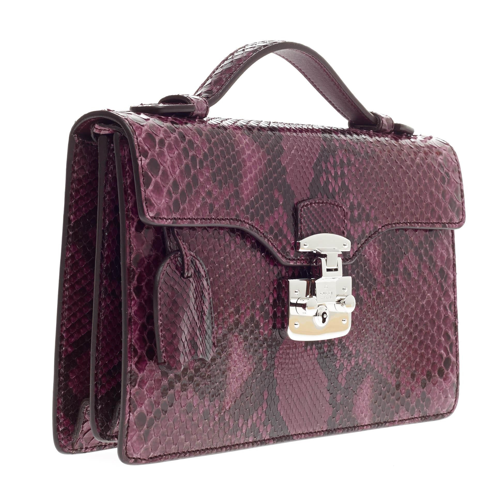 Lady Lock Briefcase Clutch Python