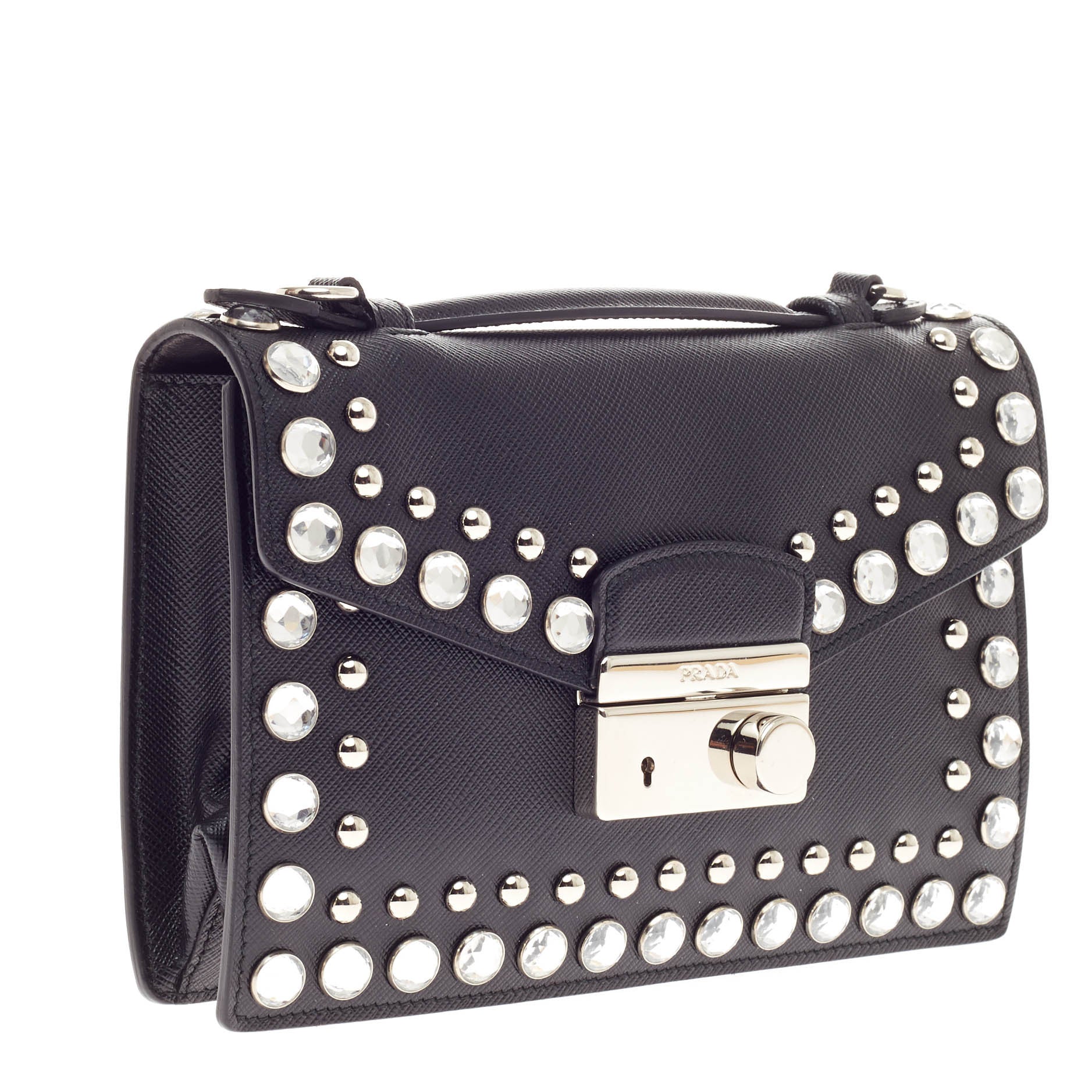 Convertible Sound Bag Studded Saffiano Leather Mini