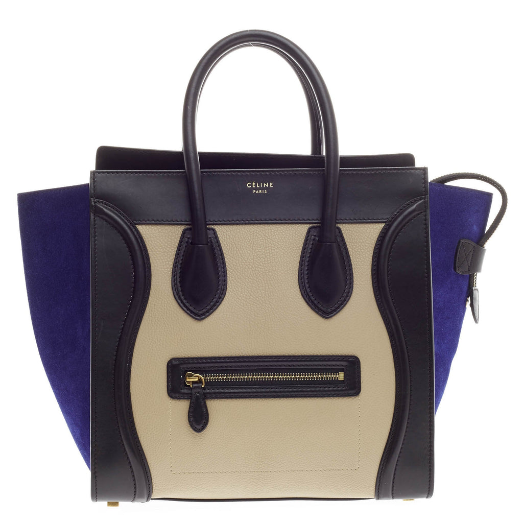 Tricolor Luggage Handbag Leather Mini