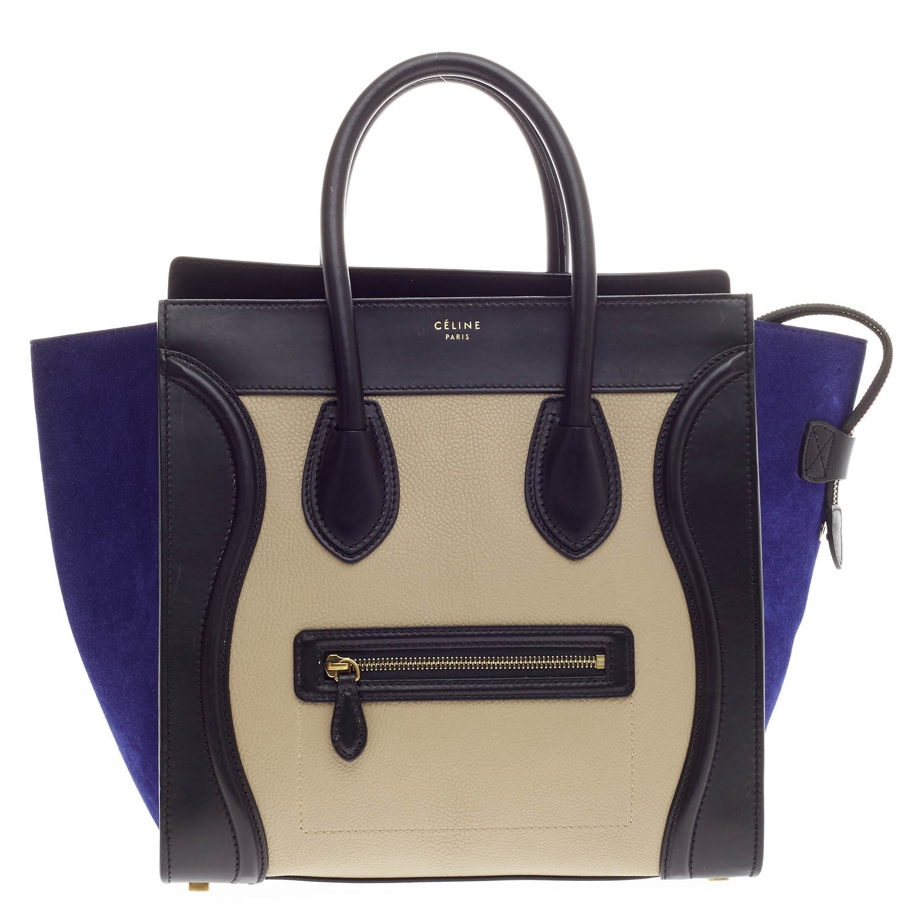 Tricolor Luggage Handbag Leather Mini
