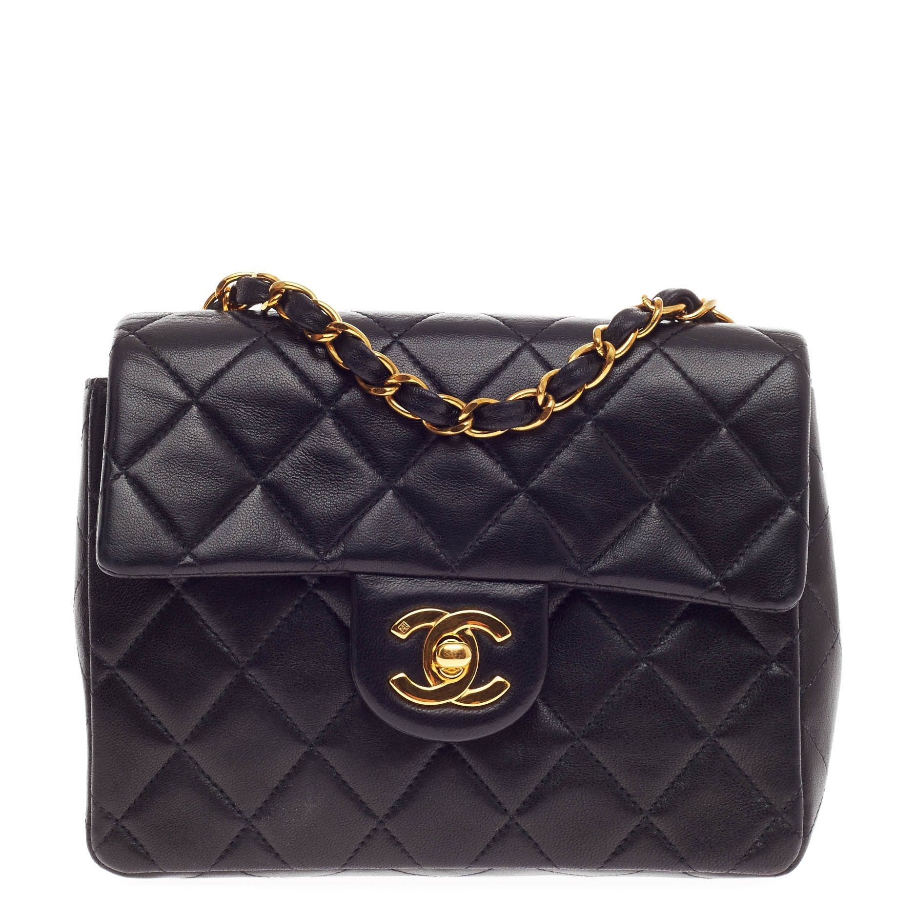 Vintage Square Classic Single Flap Bag Quilted Leather Mini