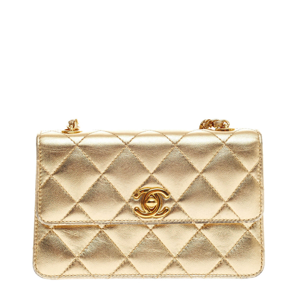 Vintage CC Chain Flap Bag Quilted Leather Extra Mini