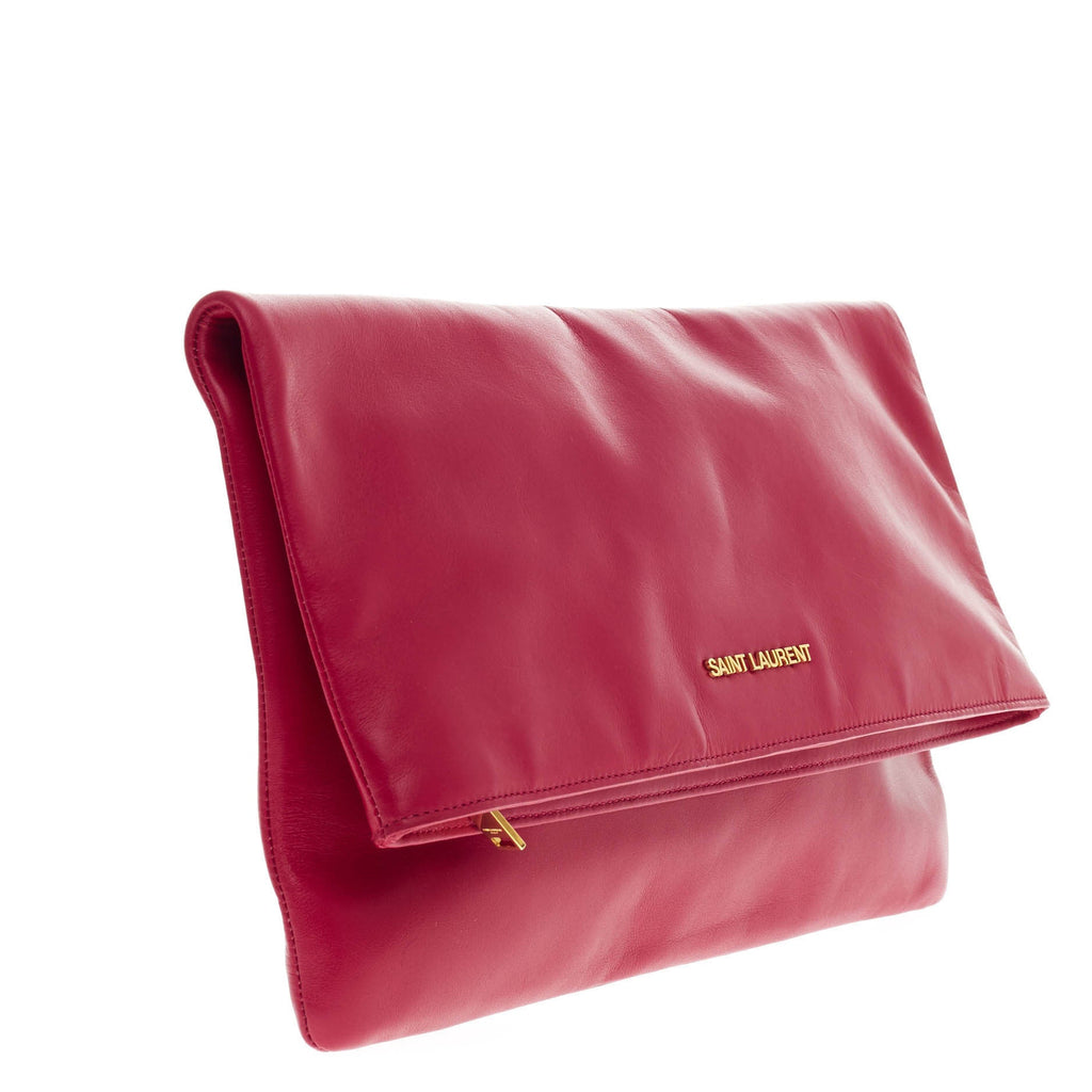 Letters Fold Over Clutch Leather