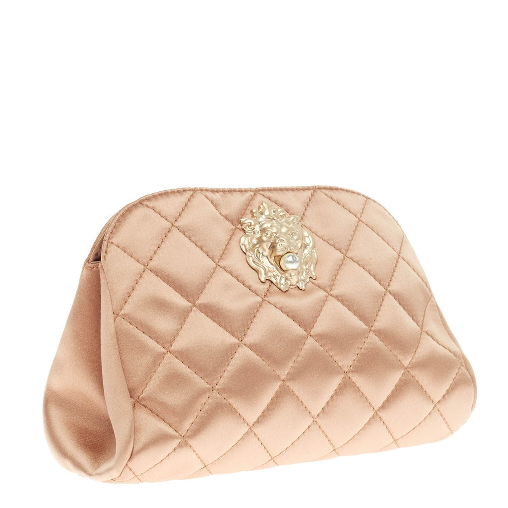 Leo Lion Clutch Quilted Satin Small
