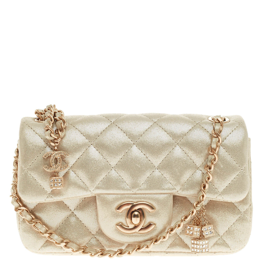Crystal Dice Flap Bag Quilted Iridescent Calfskin Extra Mini
