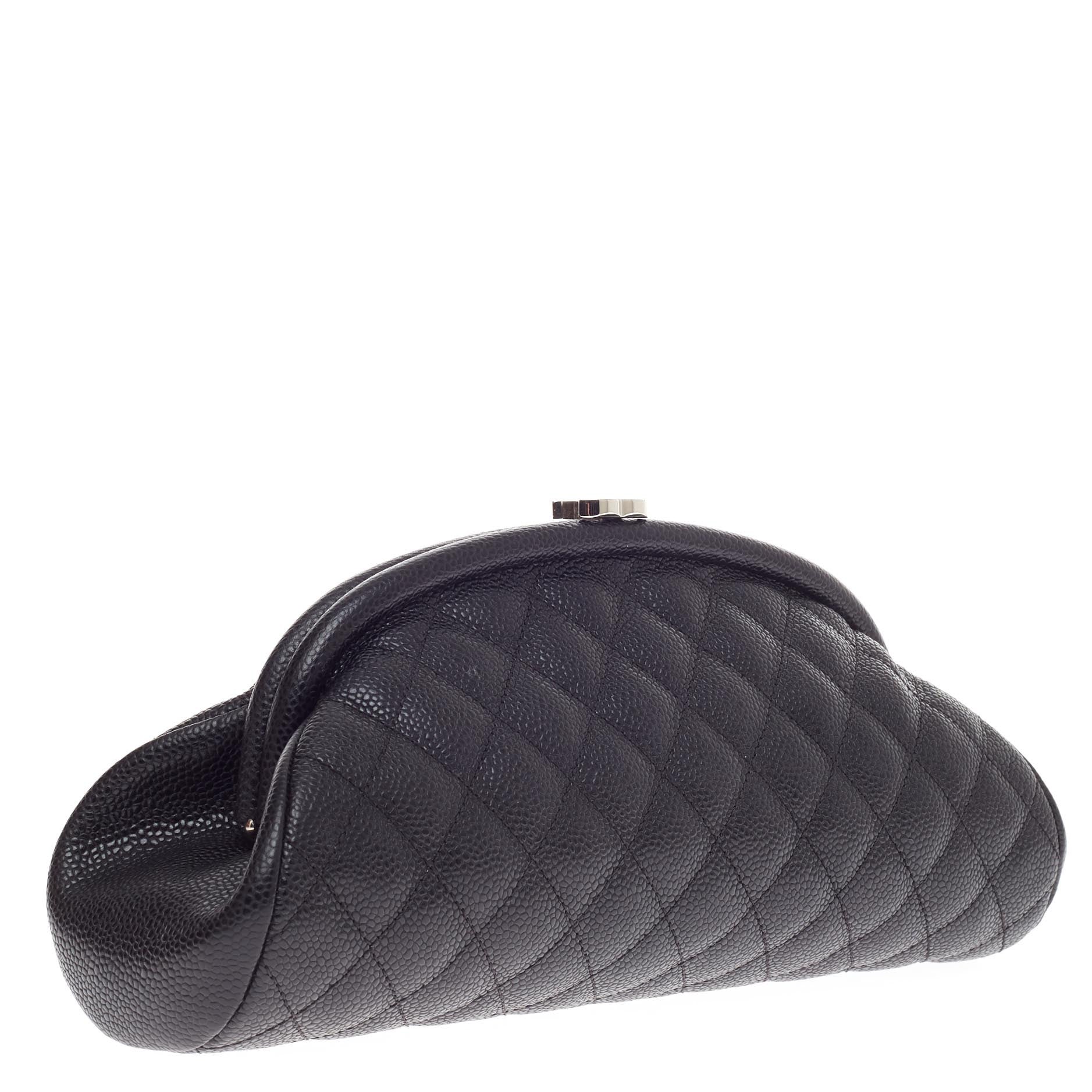 Timeless Clutch Quilted Caviar
