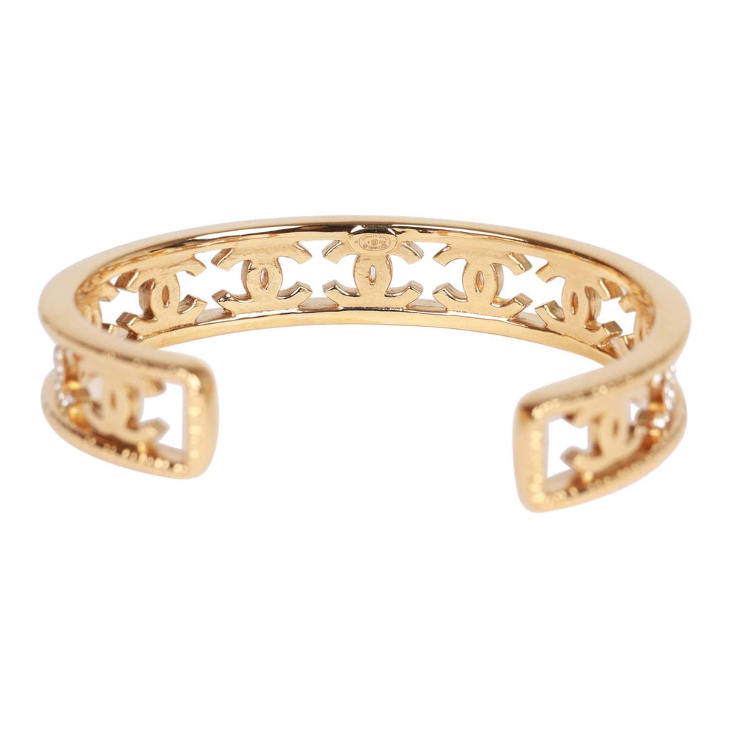 Chanel Crystal CC Gold Cuff Bracelet