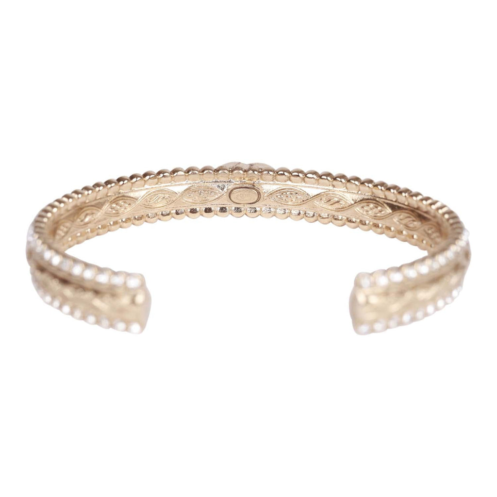 Chanel Crystal Manchette CC Gold Cuff Bracelet