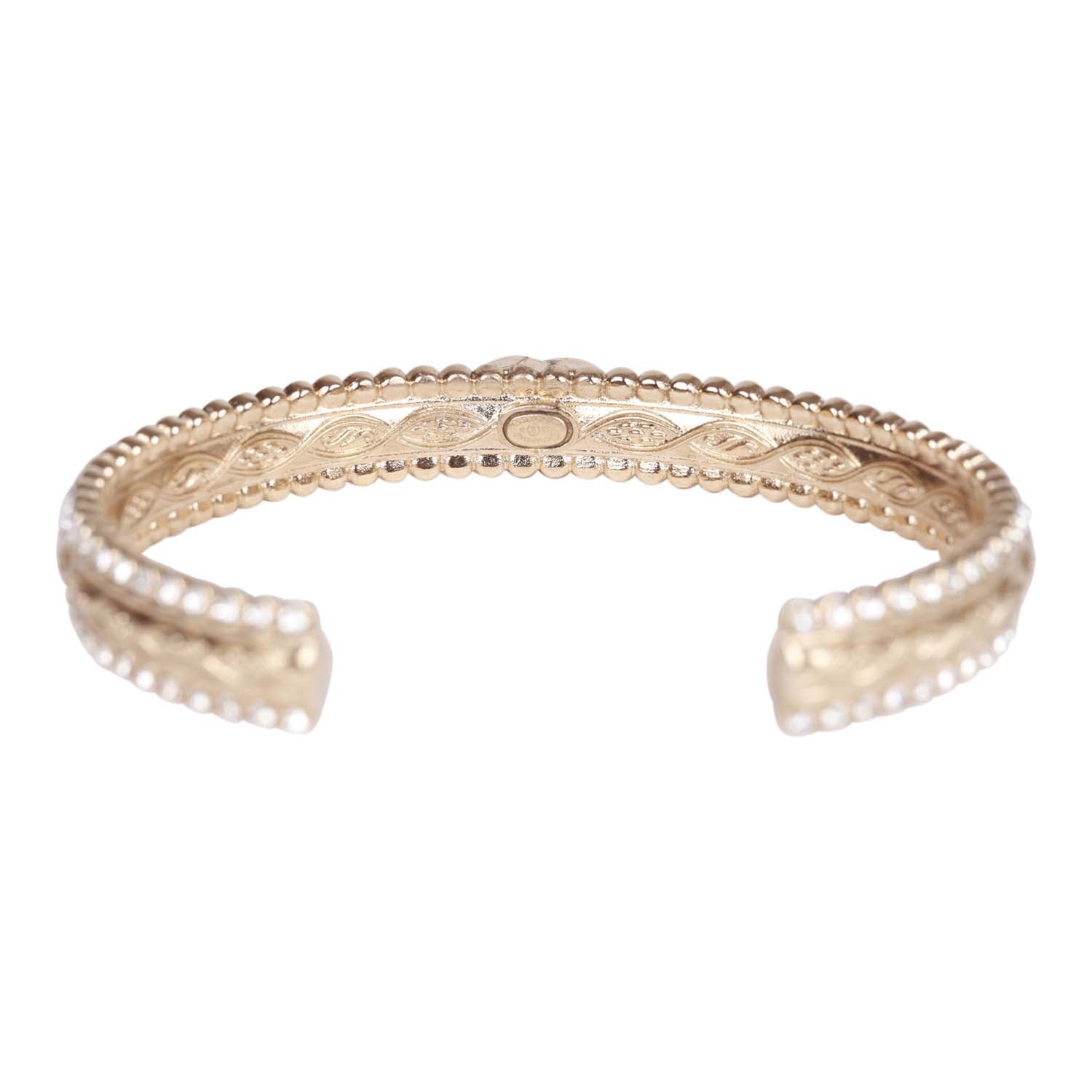 Chanel Crystal Manchette CC Gold Cuff Bracelet